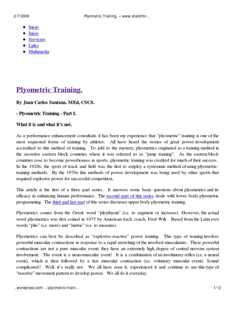 Understanding Plyometric Training Basics | PDF