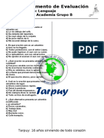 Lenguaje - Semestral Aula B - Evaluacion - Adverbios - Tarpuy - Setiembre - 2019