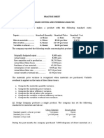 Standard costing and overhead analysis practice sheet
