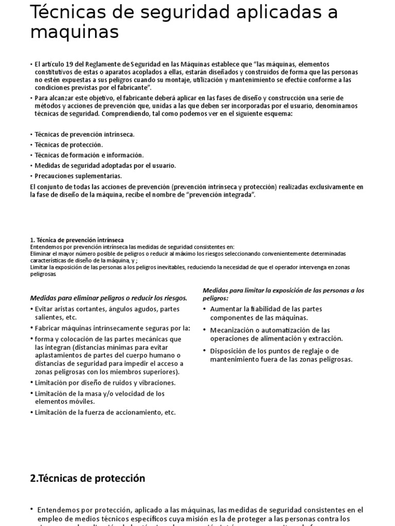 Técnicas De Seguridad Aplicadas A Maquinas Pdf Ingeniería De