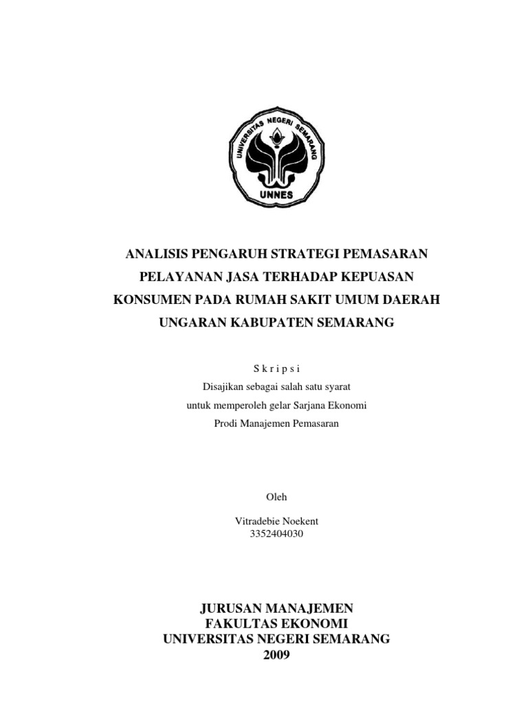 Analisis Pengaruh Strategi Pemasaran Pelayanan Jasa Terhadap Kepuasan Konsumen Pada Rumah Sakit Umum Daerah Ungaran Kabupaten Semarang Pdf