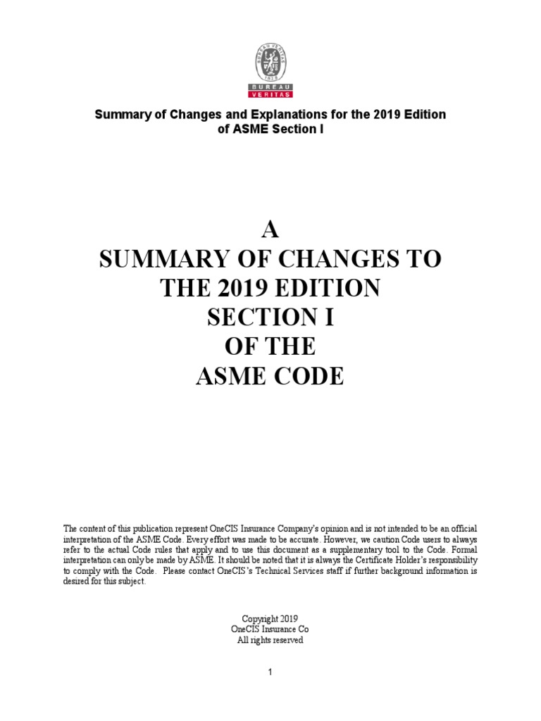 2019 Section I Changes | PDF | Pipe (Fluid Conveyance) | Boiler