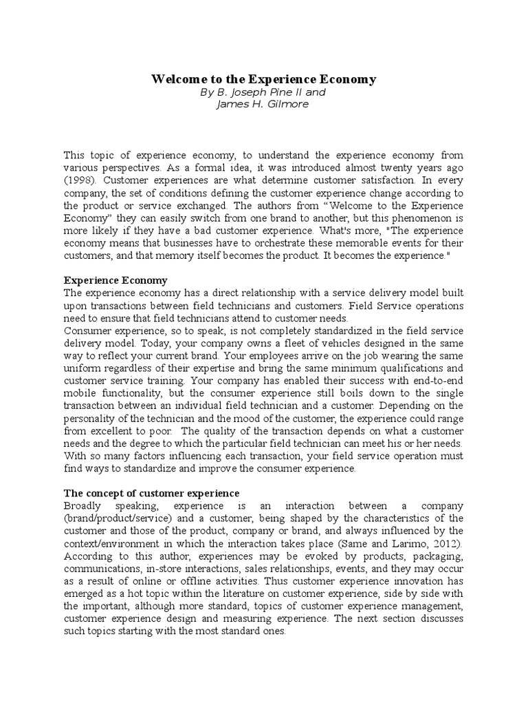 Welcome To The Experience Economy. – YKAJUO