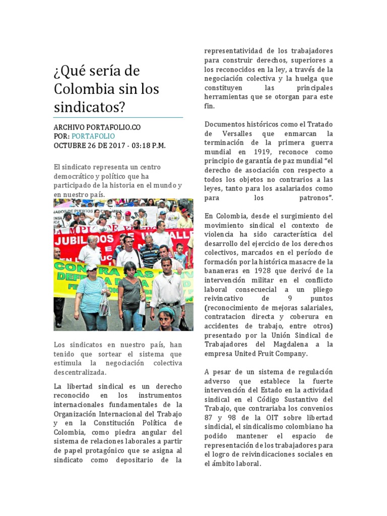 Importancia de los sindicatos en Colombia | PDF | Sindicato | La ...