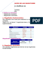 Clasificación de Las Magnitudes