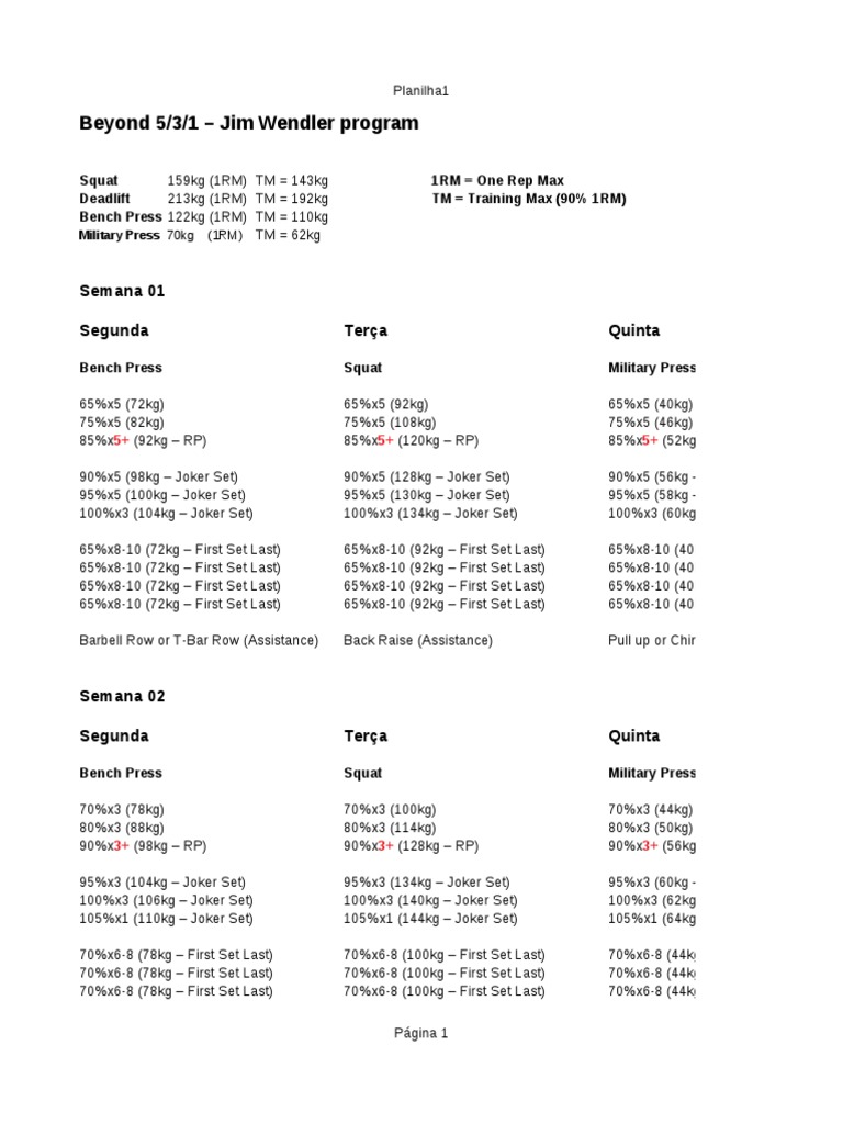 01 Beyond 531 Jim Wendler Program PDF Hobbies Sports