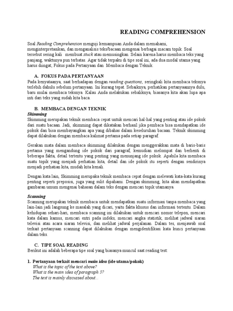 Strategi Efektif Reading Comprehension | PDF