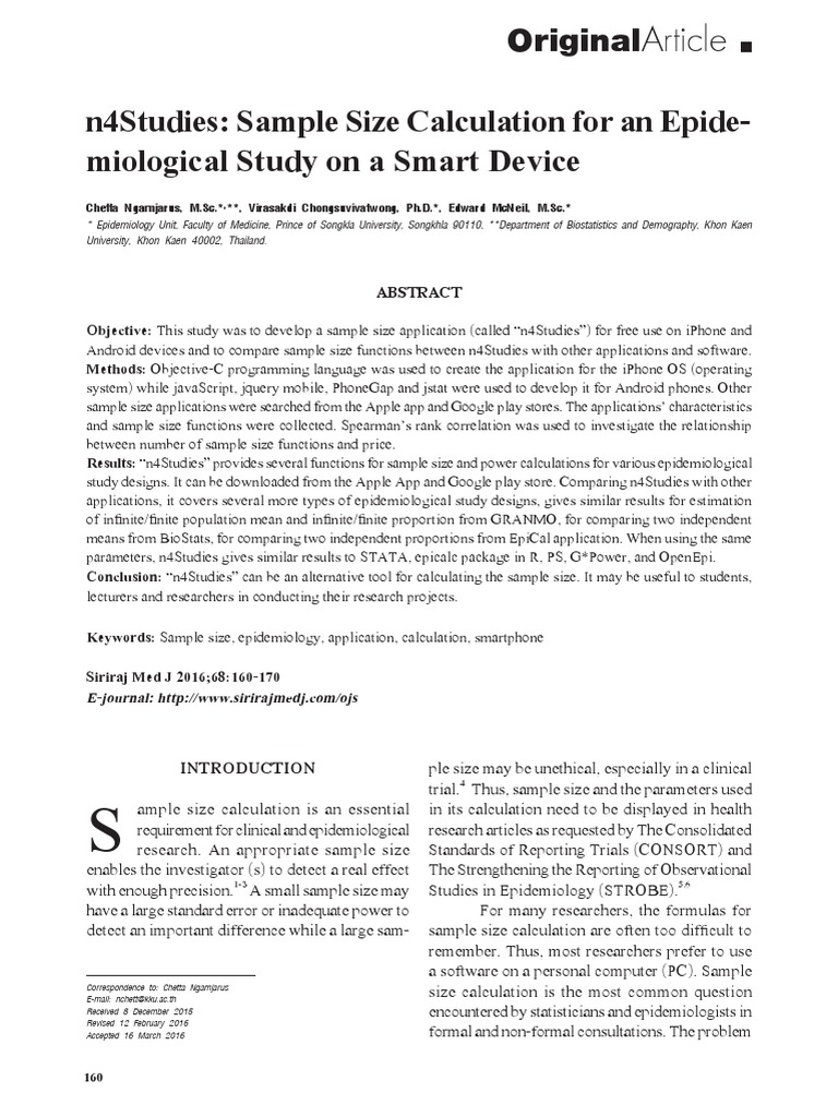 n4Studies: Mobile Sample Size Calculator | PDF | Mobile App | Sample ...