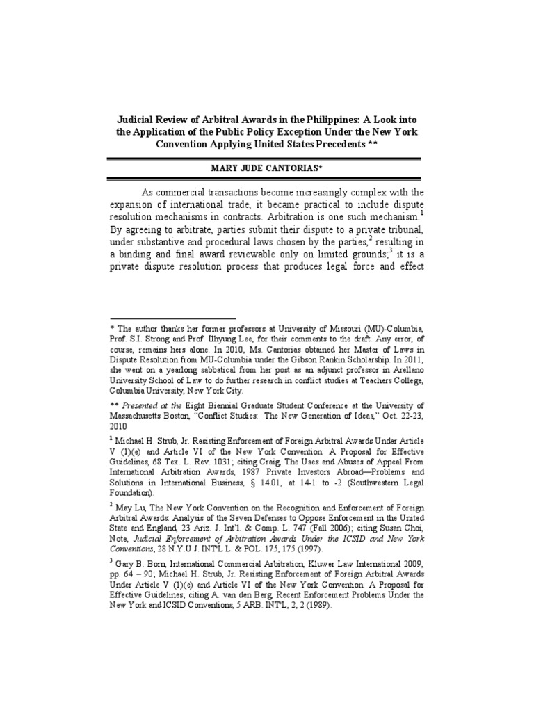 Judicial Review of Arbitral Awards in PH | PDF | Precedent | Public ...