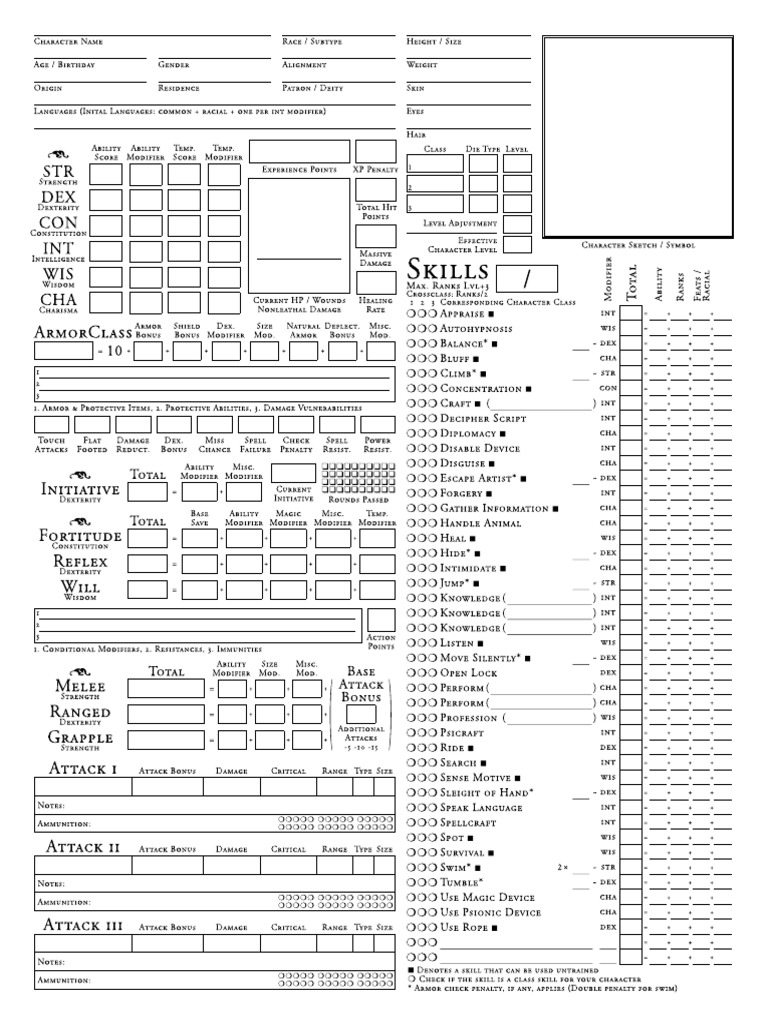 01 - Character Record Sheet