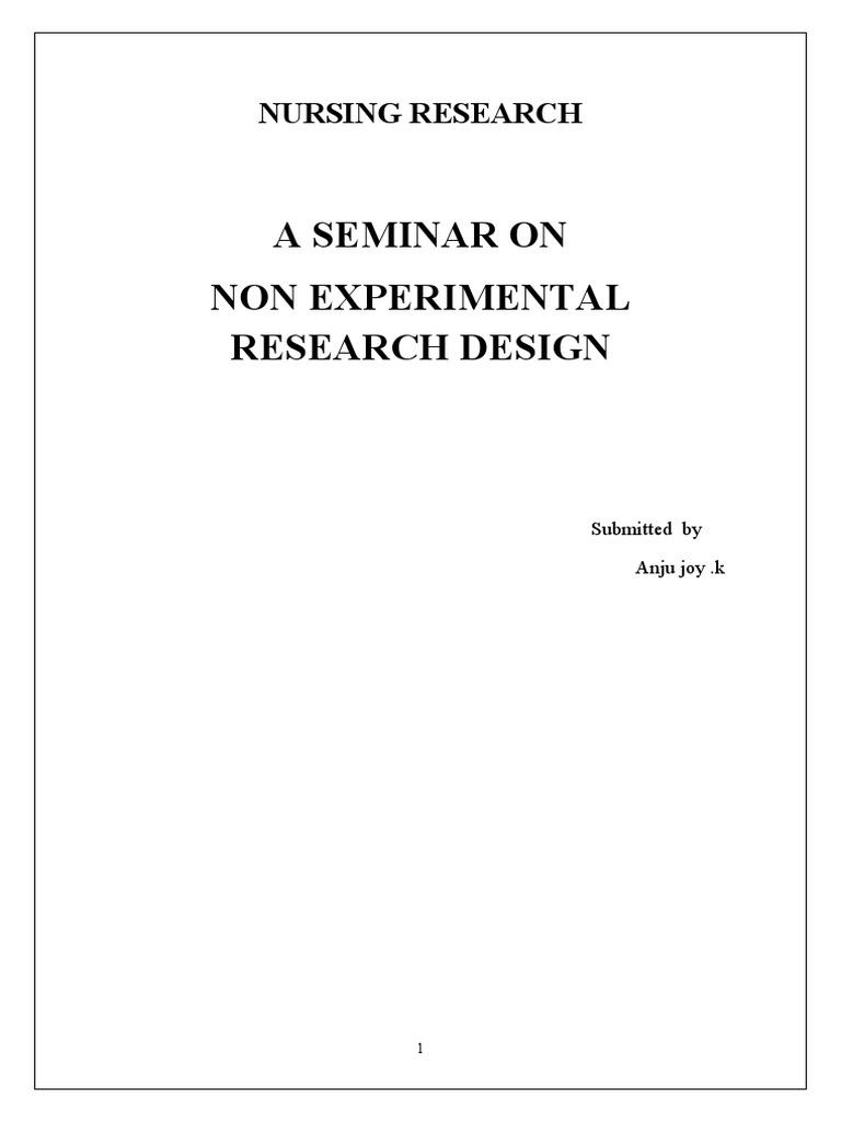 Non Experimental Research | PDF | Research Design | Survey Methodology