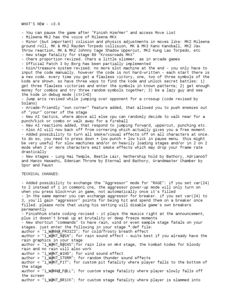 Mortal Kombat Project v3.0 Update Details | PDF | Warner Bros. Franchises |  Video Games