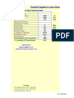 Transformer Regulation - Losses (As Per TC Name Plate) (1.1.19)