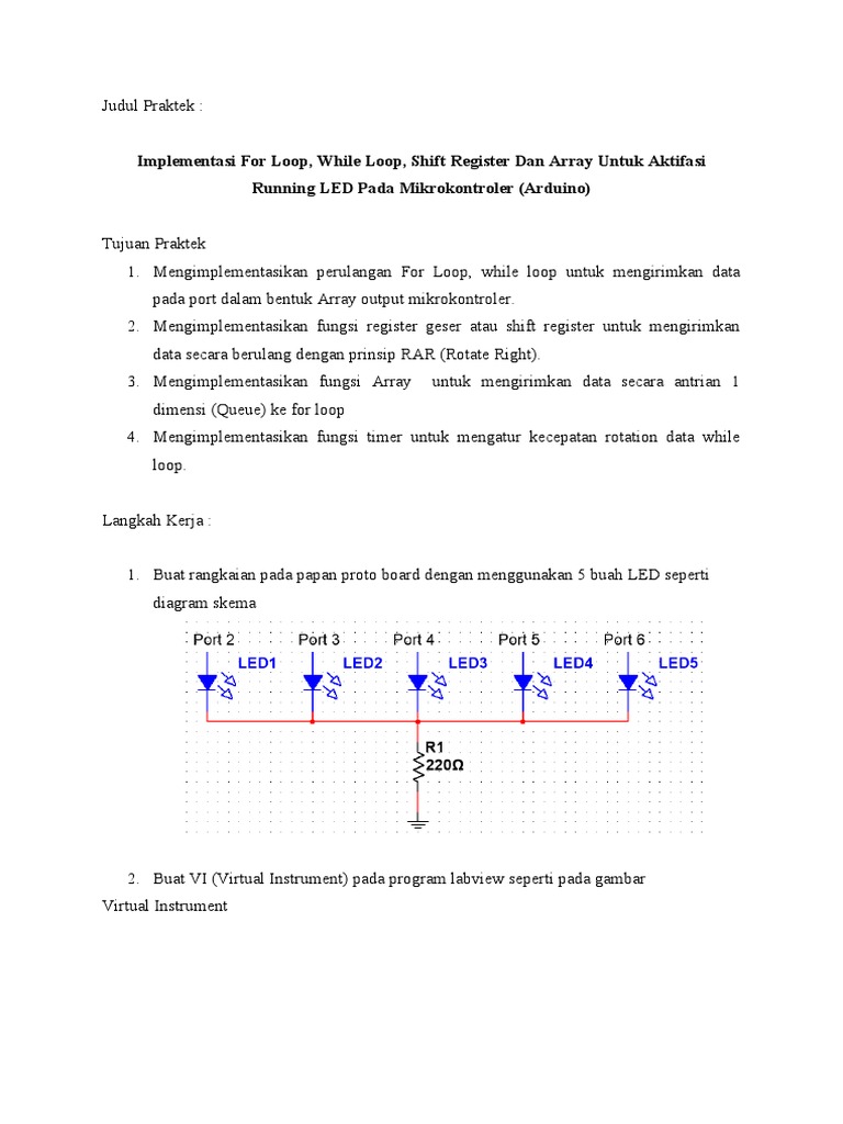Aplikasi For Loop While Loop Untuk Running LED | PDF