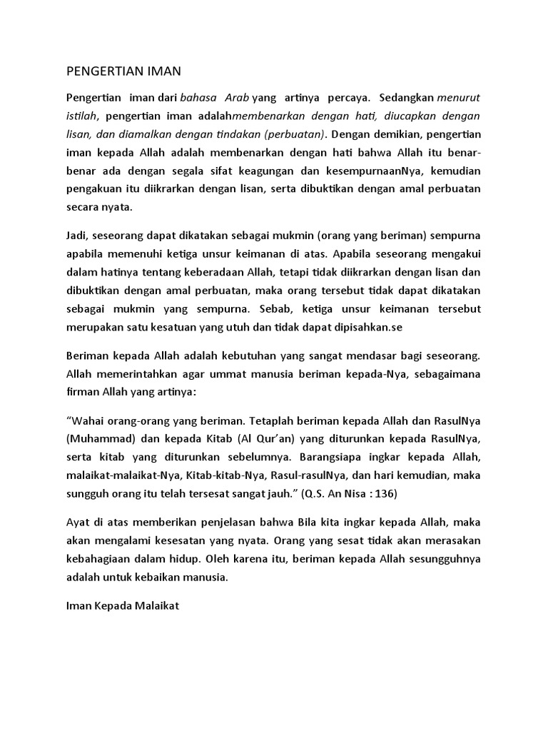 Pengertian dan Pengaruh Iman dalam Islam | PDF | Agama & Spiritualitas