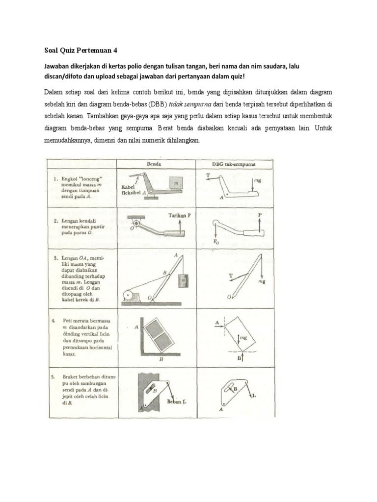 Soal Quiz Pertemuan 4 Mekanika Teknik
