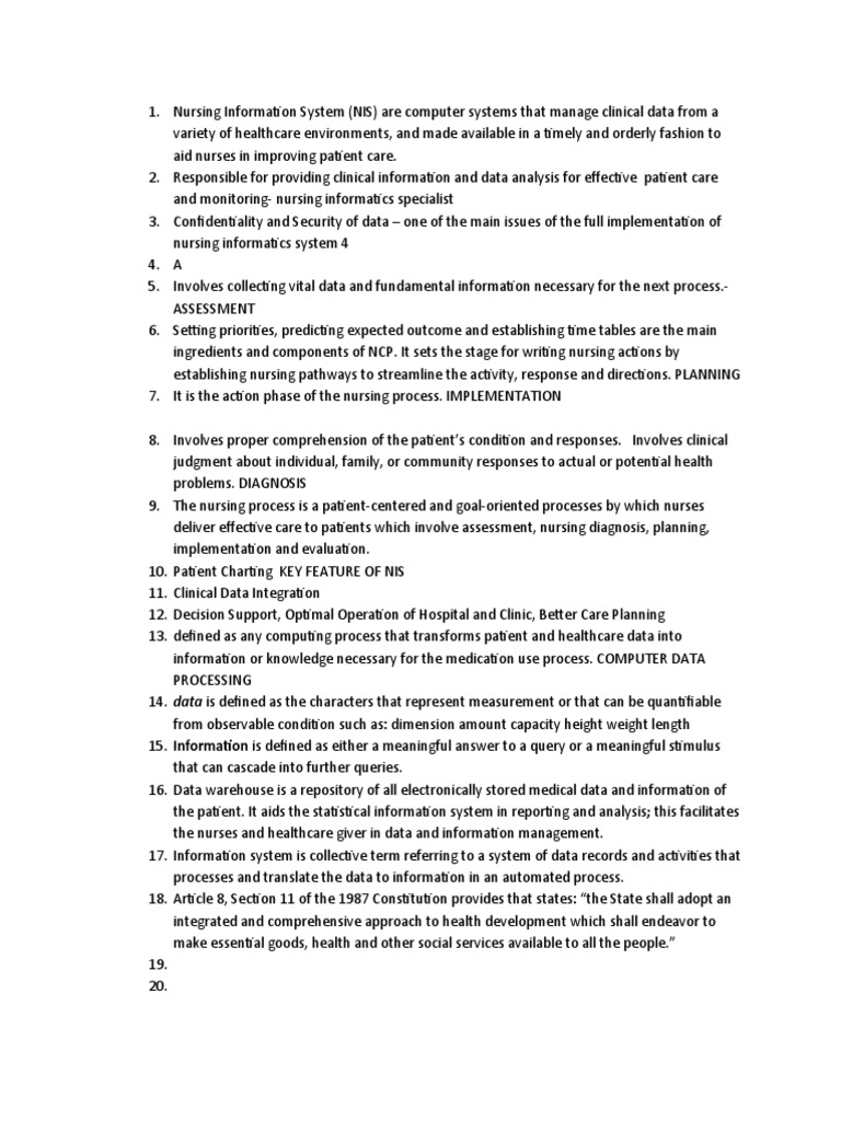 Key Components of Nursing Information Systems | PDF | Health ...