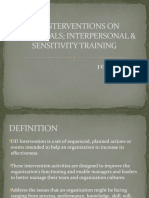 OD Intervention On Interpersonal and Personal, & Sensitivity Training