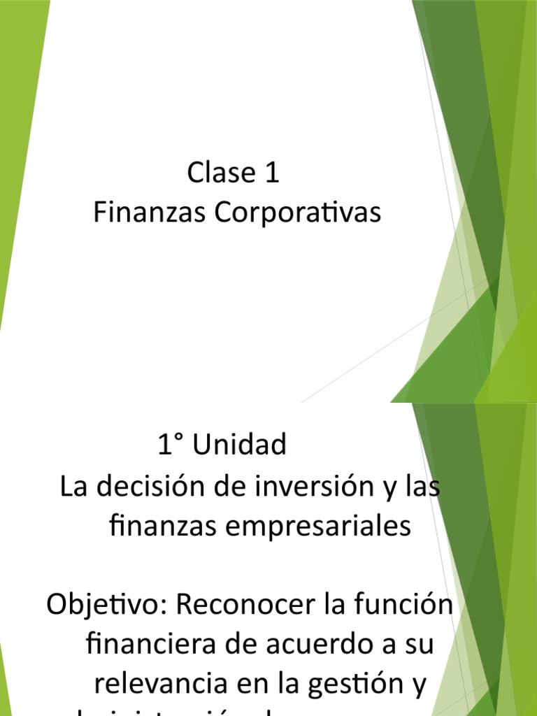 Clase 1 Finanzas Corporativas | PDF | Dinero | Inversiones
