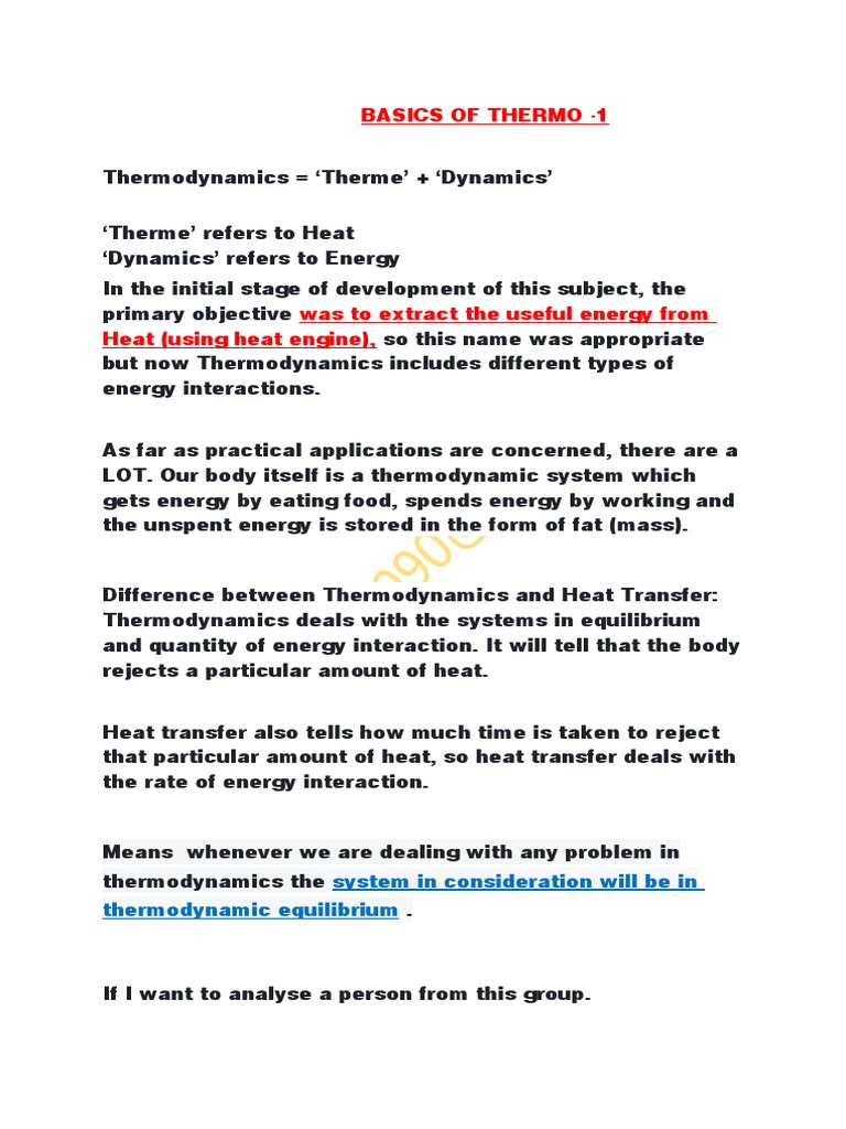 BASICS of THERMO 1 | PDF | Thermodynamic Equilibrium | Heat