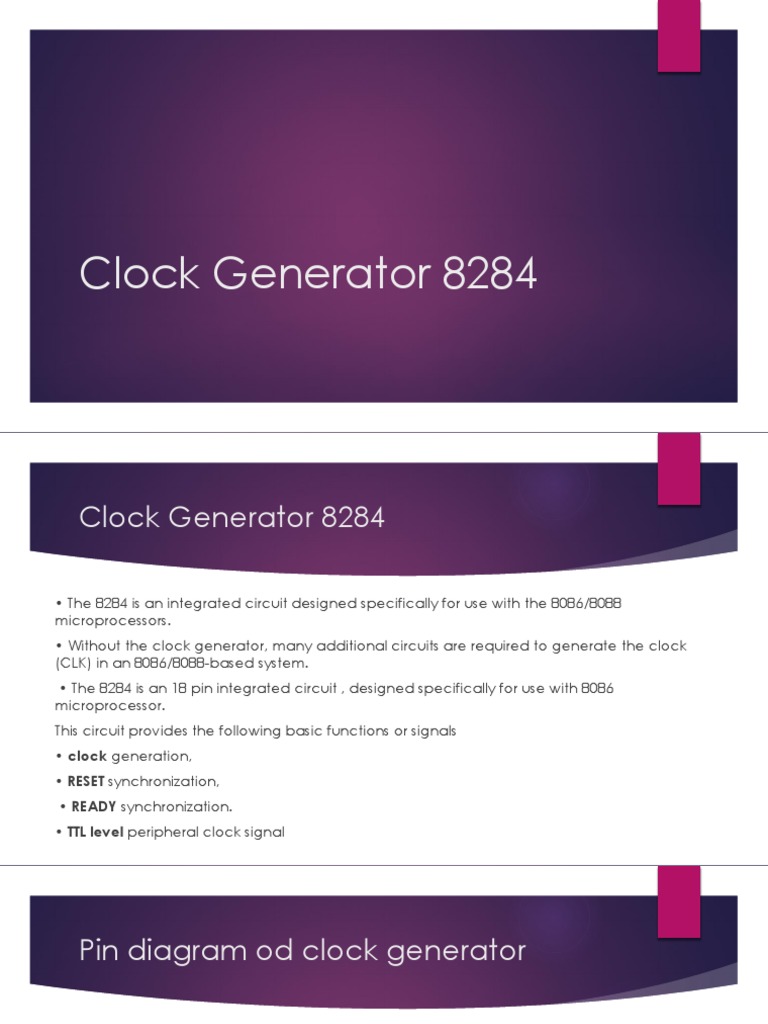 Clock Generator 8284 PDF Digital Technology Electronic Engineering