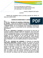 Reporte Diario de Seguridad Cecom 02-03-2019