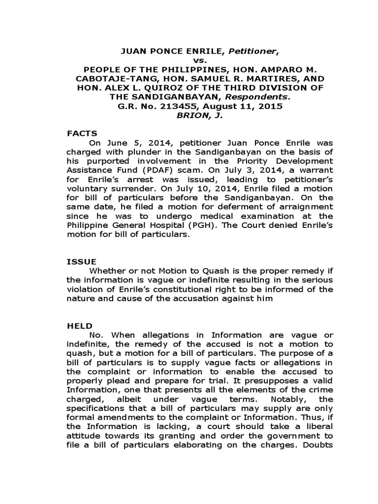 Enrile Vs. People Of The Philippines