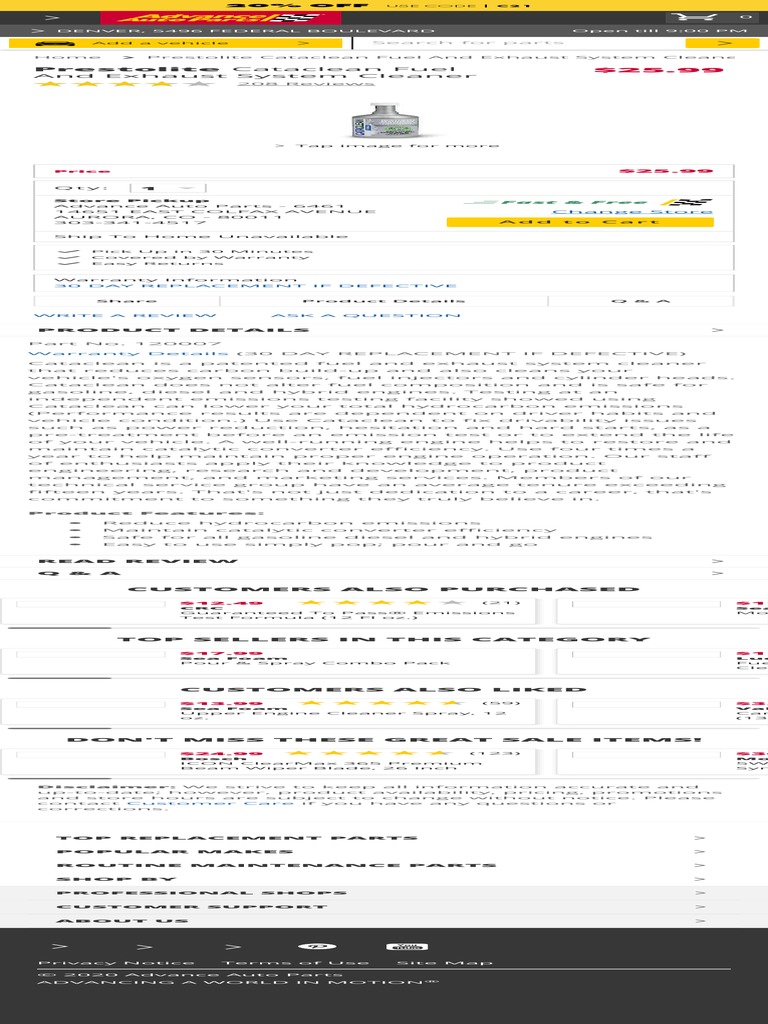 Prestolite Cataclean Fuel and Exhaust System Cleaner 120007 Advance