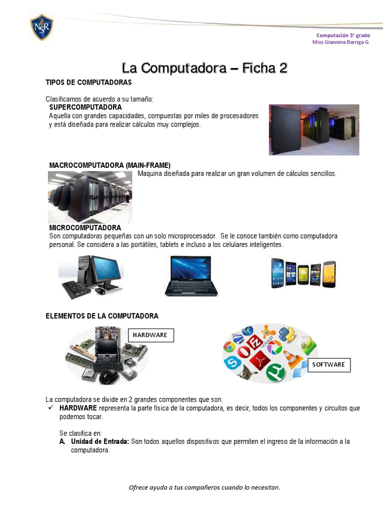 Ficha - La Computadora HW y SW-FICHA 2 | PDF | Hardware de la ...