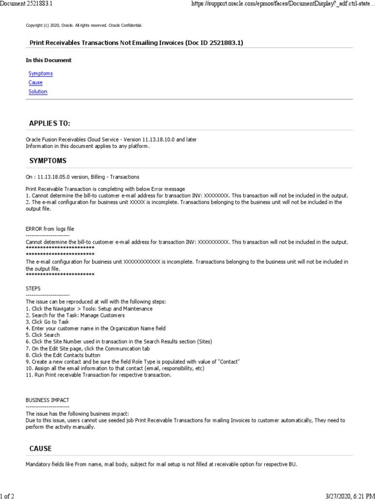 Print receivable transactions not emailing invoices doc id 2521883 1