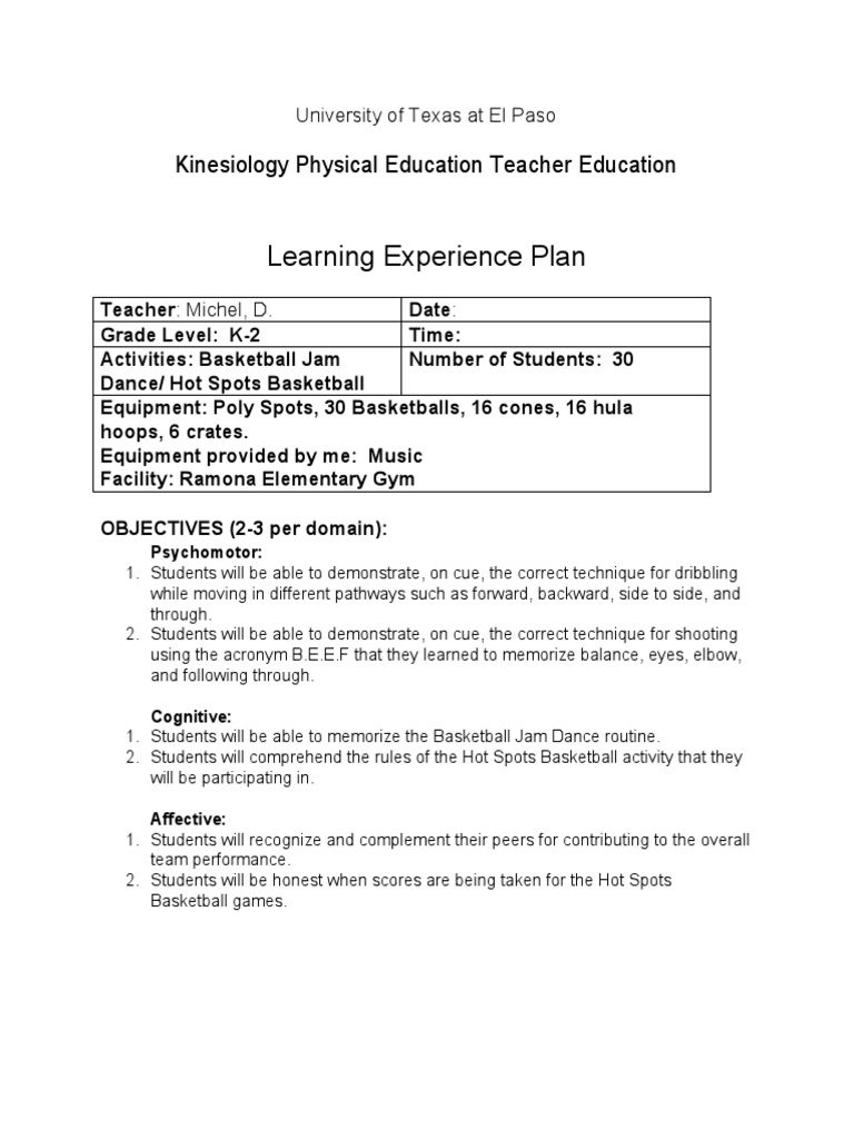 Basketball Shooting Lesson Plan Hot Spots Basketball PDF