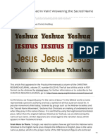 Is Jesus Name Used in Vain Answering The Sacred Name Movement
