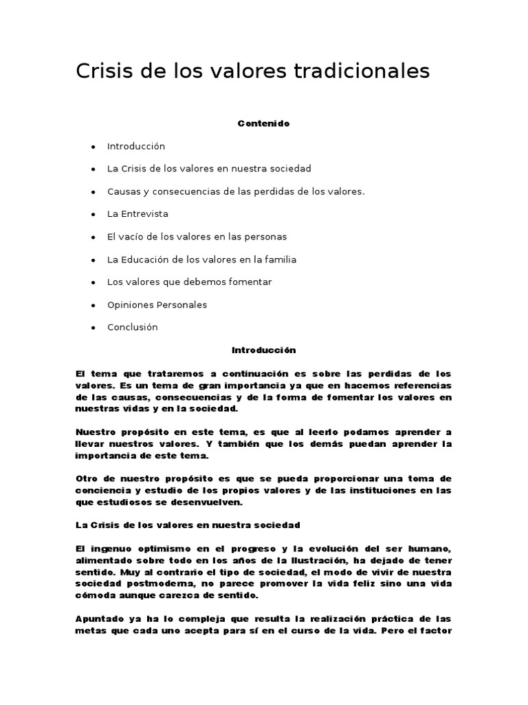 Crisis de valores en la familia moderna | PDF | Familia | Pragmatismo