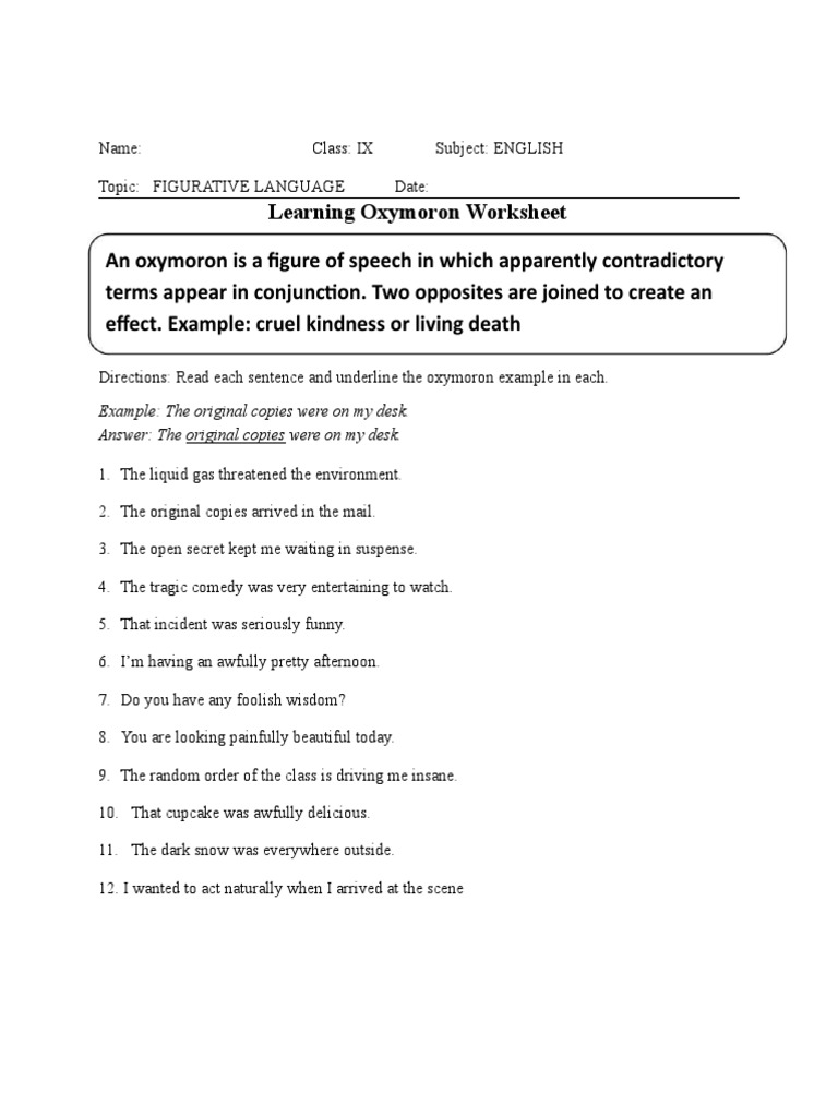 oxymoron wk pdf