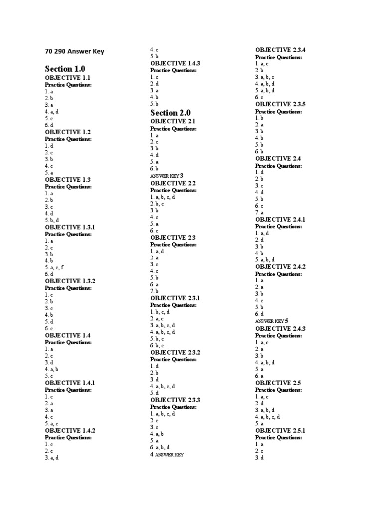 70 290 Answer Key | PDF