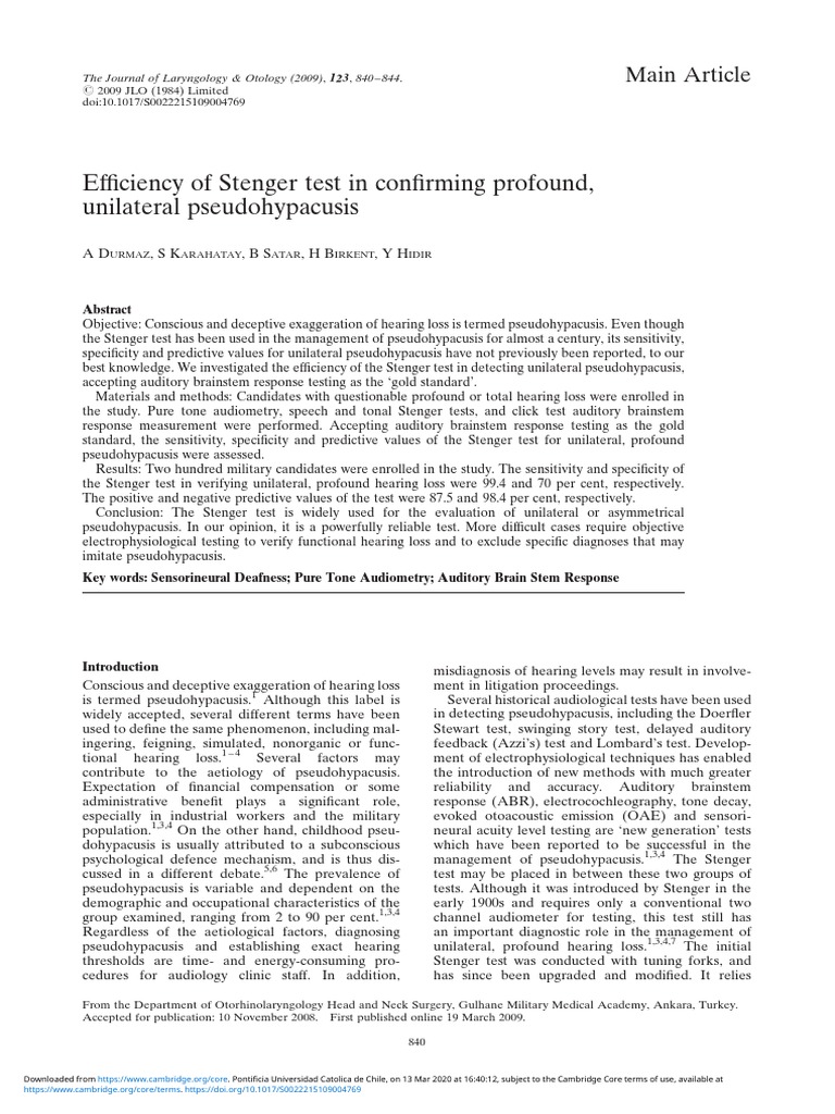 Efficiency of Stenger Test in Confirming Profound Unilateral