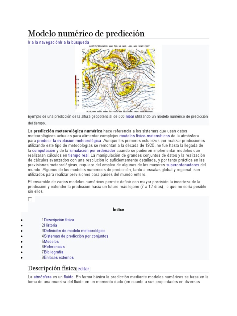 Modelos Numéricos de Predicción Meteorológica | PDF | Predicción ...