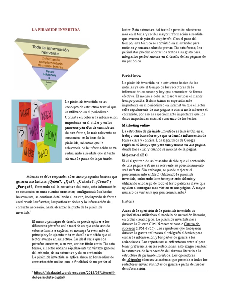 La pirámide invertida en periodismo | PDF | Posicionamiento en ...