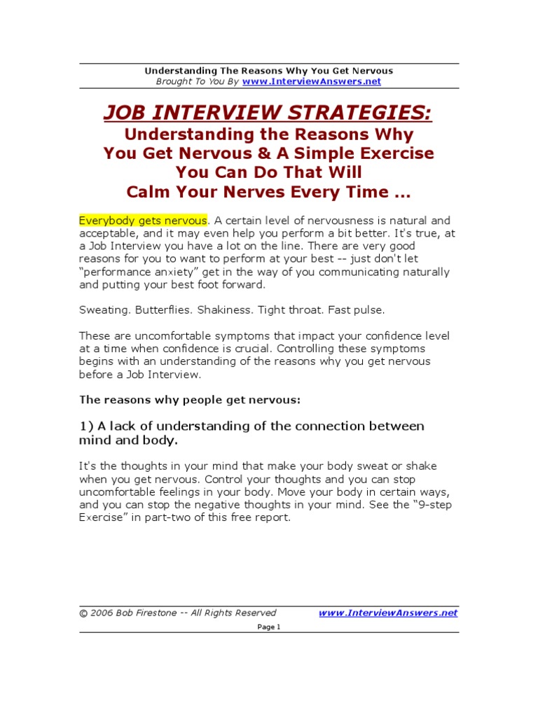 Job Interview Strategies-Understanding The Reasons Why You Get Nervous ...