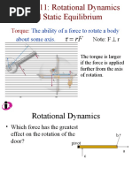 The Ability of A Force To Rotate A Body About Some Axis.: Torque