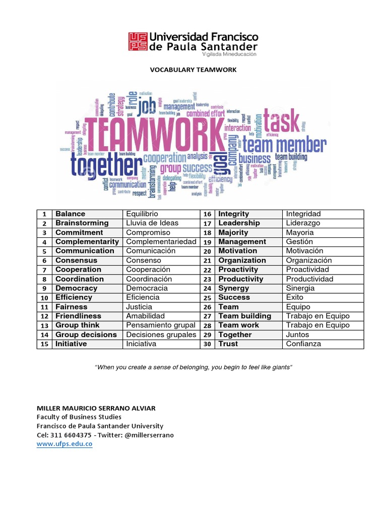 3 Vocabulary Teamwork PDF | PDF
