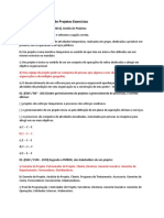 Administração Gestão de Projetos Exercícios