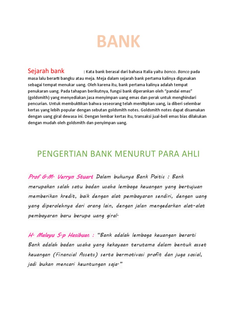 Pengertian Bank Menurut Para Ahli Beserta Bukunya Python