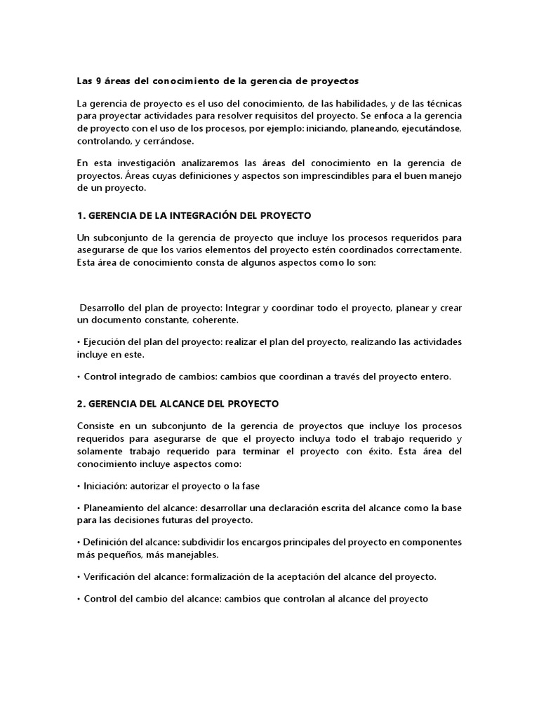 Áreas Clave en Gestión de Proyectos | PDF | Presupuesto | Calidad ...