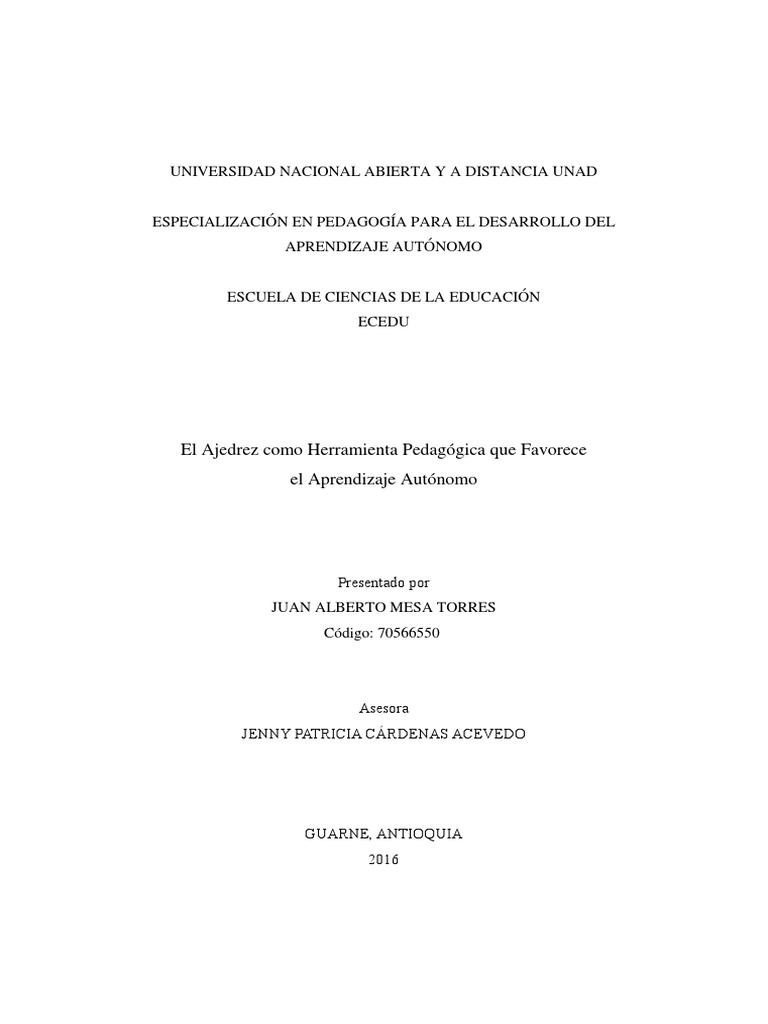 Ajedrez y Aprendizaje Autónomo en Educación | PDF | Ajedrez | Aprendizaje
