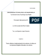 Texto Reflexivo Implementación de Valores y Le Ética