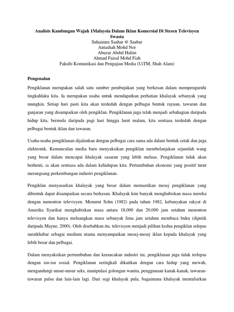 Analisis Kandungan Wajah 1malaysia Dalam Pdf Pdf