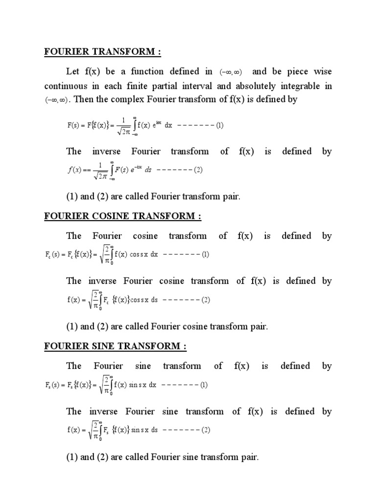 Fourier Transform and Properties Explained | PDF | Fourier Transform ...
