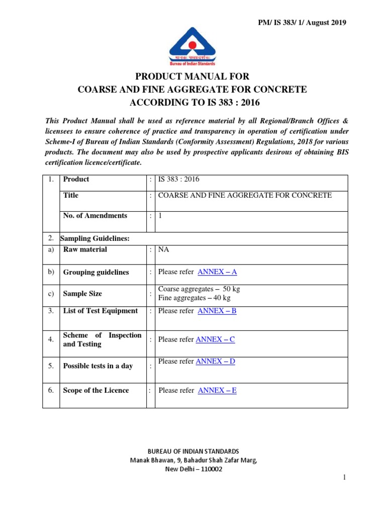 Is 383 03092019 PDF | PDF | Construction Aggregate | Concrete