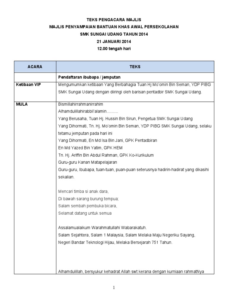 Teks Ucapan Pengerusi Majlis Penyampaian Hadiah